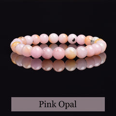 Pink Opal Beaded Stretch Bracelet - Natural Stone Energy for Casual & Holiday Gifting