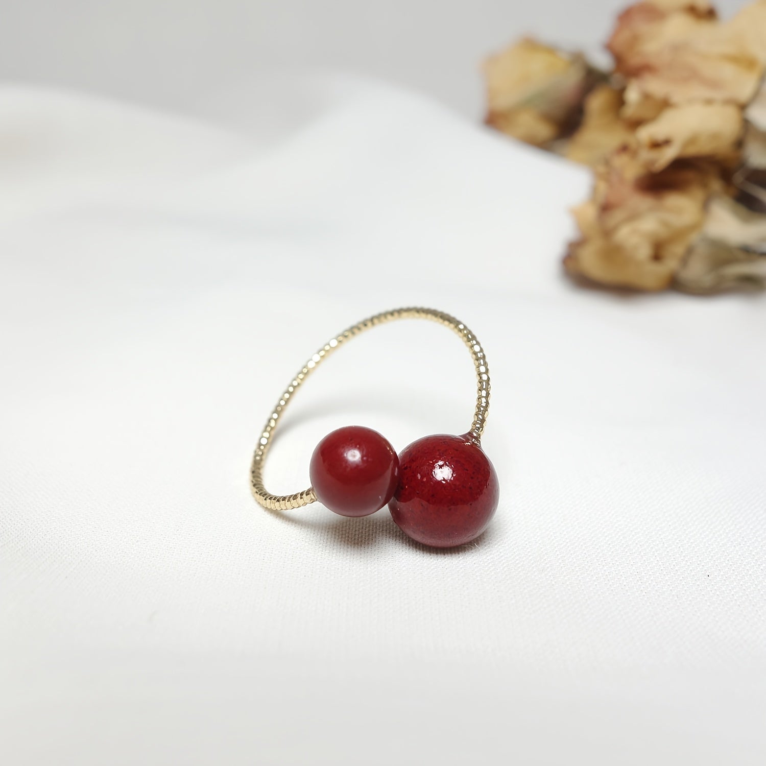 Cinnabar Good Luck Ring - High Content Red Stone for Prosperity & Protection