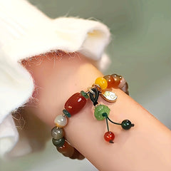 Bohemian Multi-Color Natural Agate Beaded Bracelet — Energy Balance, Luck & Spiritual Harmony Charm