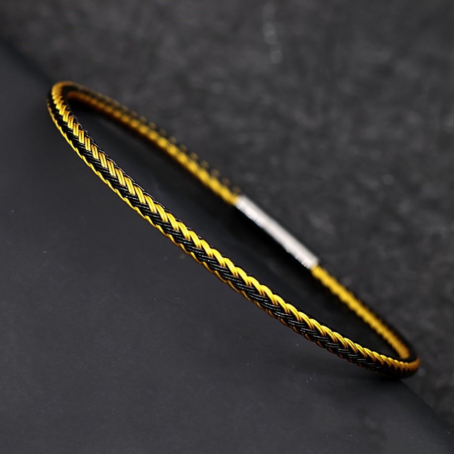 3mm Braided Stainless Steel Cable Bracelet - Minimalist Waterproof Design for Daily Protection & Energy Balance