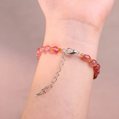Pink & Clear Quartz Stone Bracelet - Natural Healing Energy for Love & Calm, Luxury Gift for Women