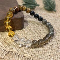 Handcrafted Smoky Quartz & Tiger Eye Bracelet - Bohemian Energy Jewelry