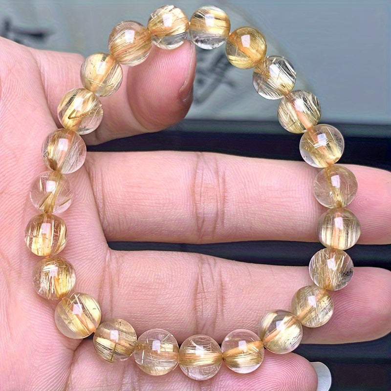 Bohemian Yellow Crystal Bracelet - 6mm Smooth Beads for Energy Flow & Daily Elegance