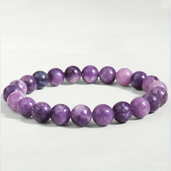 1pc Purple Lepidolite Bracelet - Elastic Stretch Lithium-Rich Stone Beads for Casual Style & Mother’s Day Gift