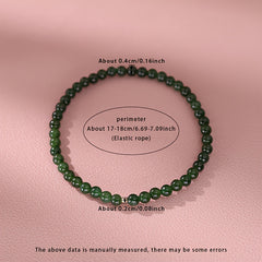 Deep Green Agate Elastic Bracelet - Natural Harmony & Love Energy Boost