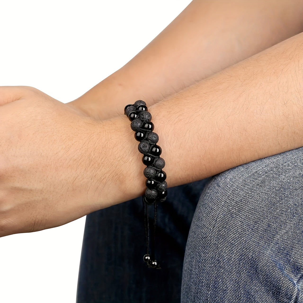Black Agate Elastic Bracelet for Energy Balance & Protection