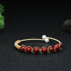 Cinnabar Beads Bracelet, Imitation Rose Bracelet, For Men And Women
