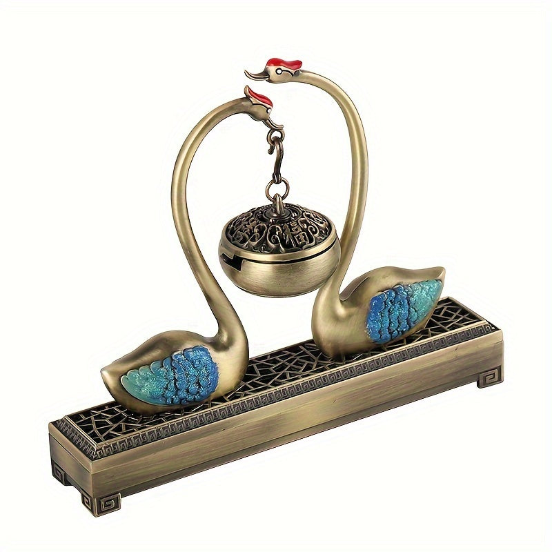 Swan Lake Dual-Use Metal Incense Burner | Harmony & Prosperity Enhancer for Home Decor