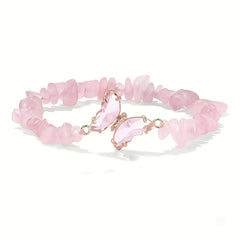 Sweet Rose Quartz Butterfly Bracelets - Love Symbol Luxury Hand String for Women