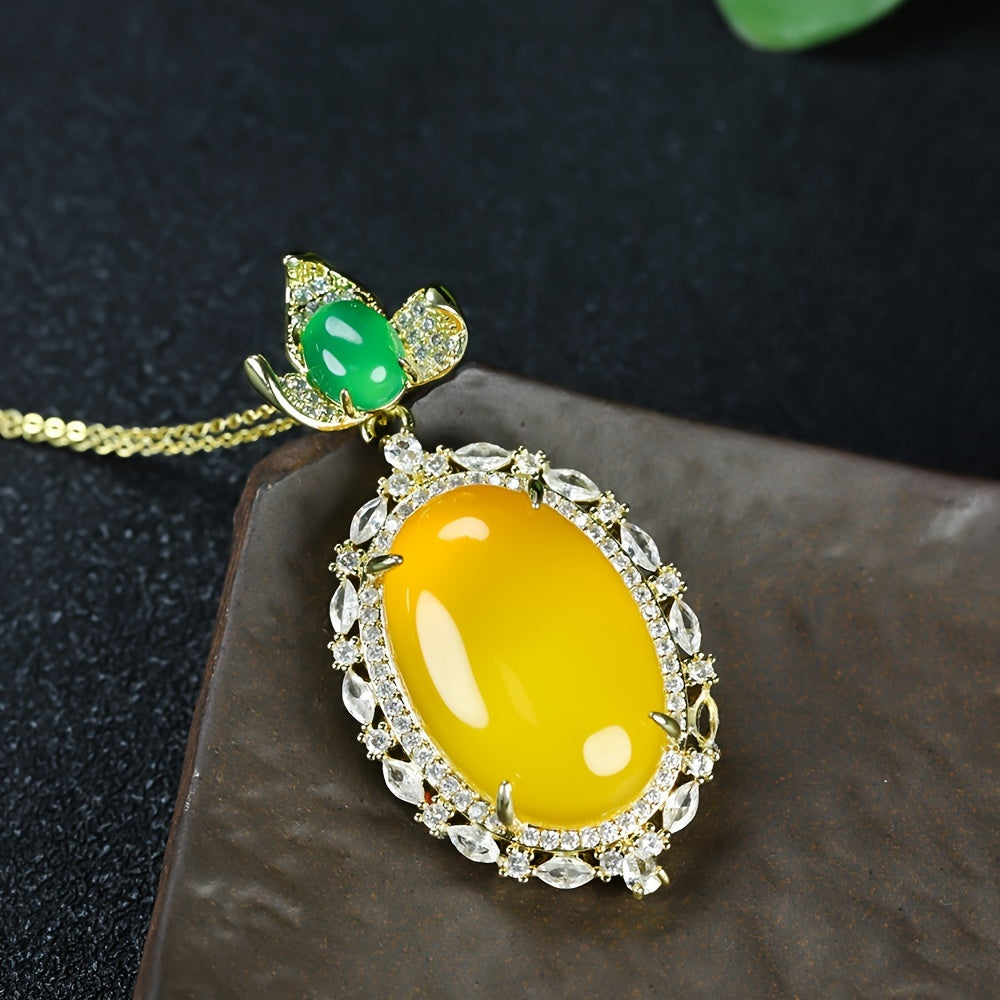 Casual Style Yellow Chalcedony Pendant for Mental Clarity, Positive Energy and Elegant Casual Wear