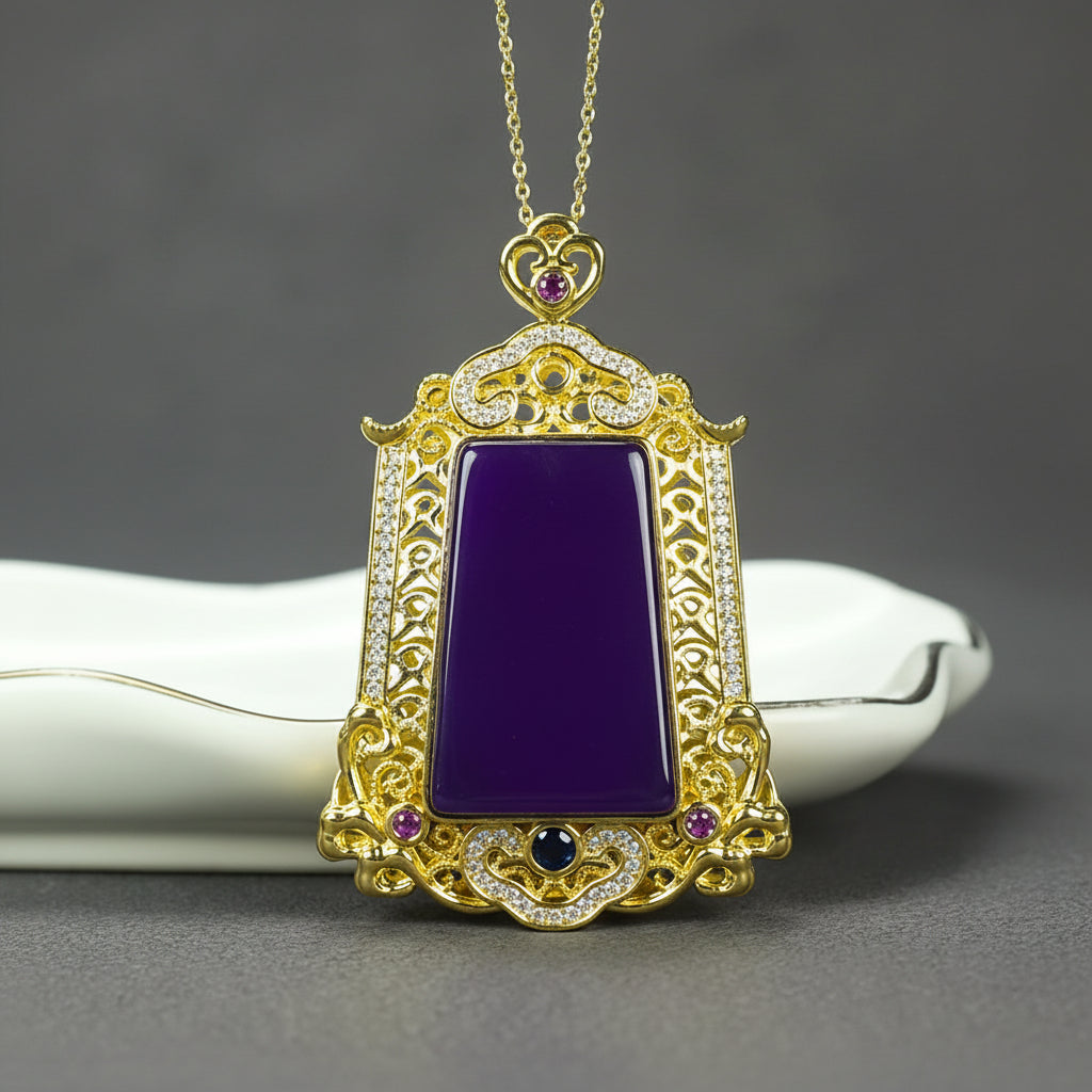 Chinese Style Peaceful No Trouble Pendant Natural Stone Vintage Talisman for Harmony and Protection