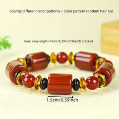 Vintage Style Agate Beaded Bracelet with Large Gourd Pearls - Spring Festival Gift