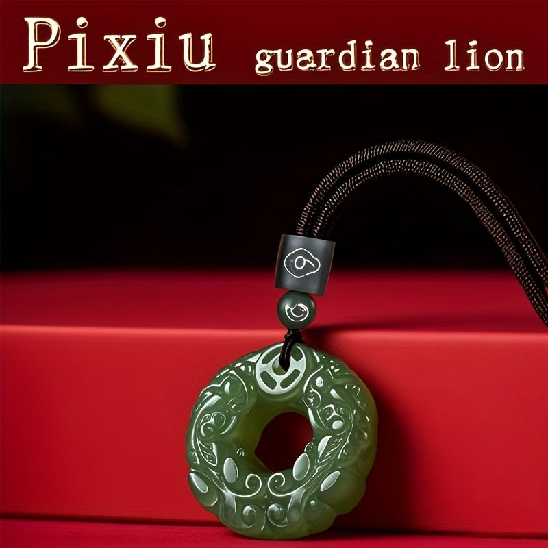 Elegant Teal Glass Pixiu Pendant Necklace - Energy Healing & Protection for Couples | Non-Magnetic Gift