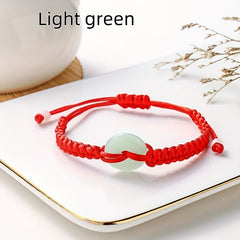 Elegant Green Jade Braided Bracelet - Spiritual Energy & Prosperity Protection
