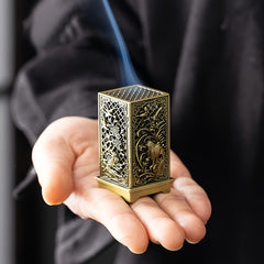 Plum Orchid Bamboo Chrysanthemum Metal Incense Burner - Traditional Design for Home Aromatherapy & Office Decor