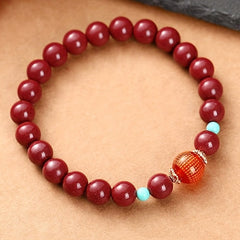 Cinnabar Heart Sutra Pendant Necklace - Energetic Protection & Prosperity Talisman for Daily Wear