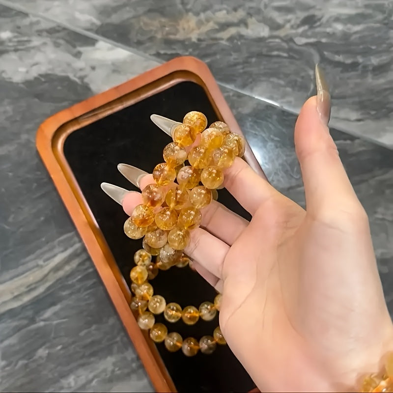 12mm Citrine Hand Chain for Luck & Wealth - Daily Wear & Gift for All Occasions