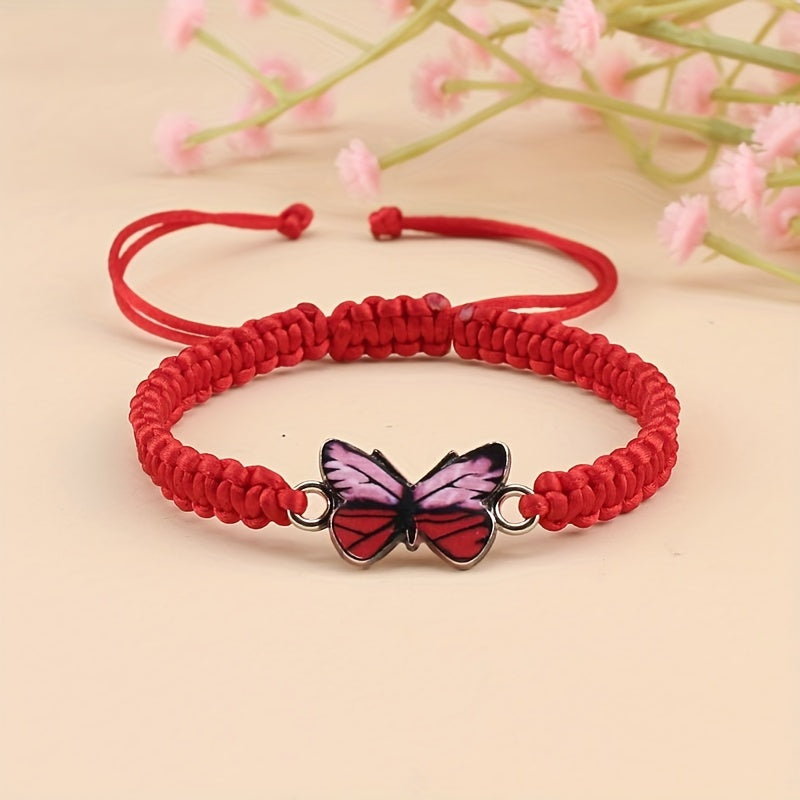 Butterfly Bracelet For Couples - Trendy Red Rope Adjustable Couple Bracelet for Love & Connection