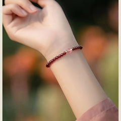 Elegant French-Inspired Natural Garnet Bead Bracelet - Love & Friendship Energy