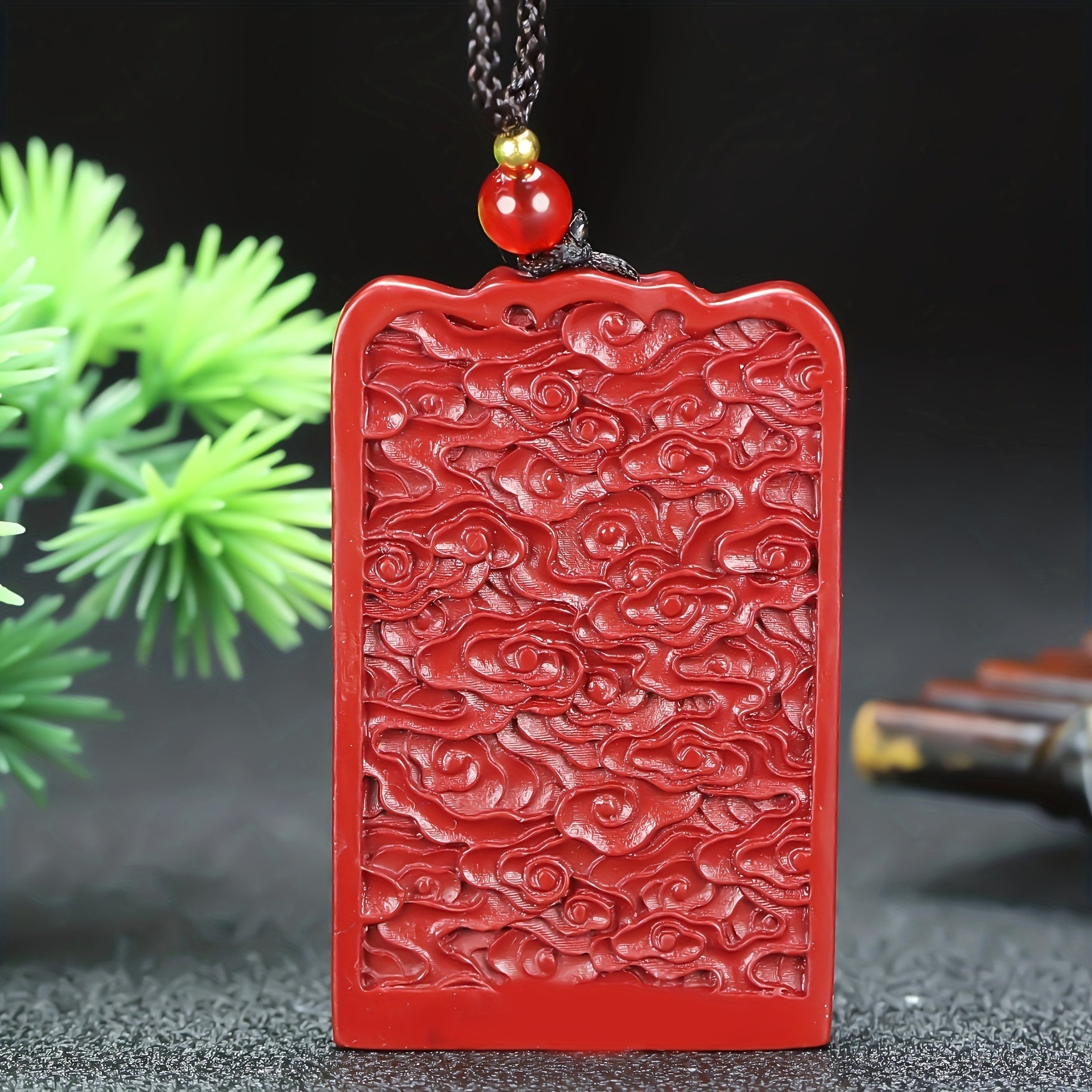 Sand Cinnabar Carp Jumping Over Dragon Gate Pendant for Prosperity & Protection, Unisex Spiritual Amulet