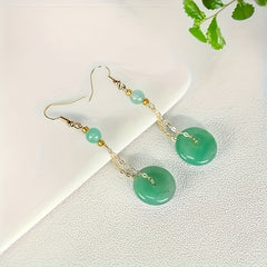 Chinese Style Butterfly Tassel Earrings - Vintage Bohemian Jade Drop Earrings for Daily Wear & Parties