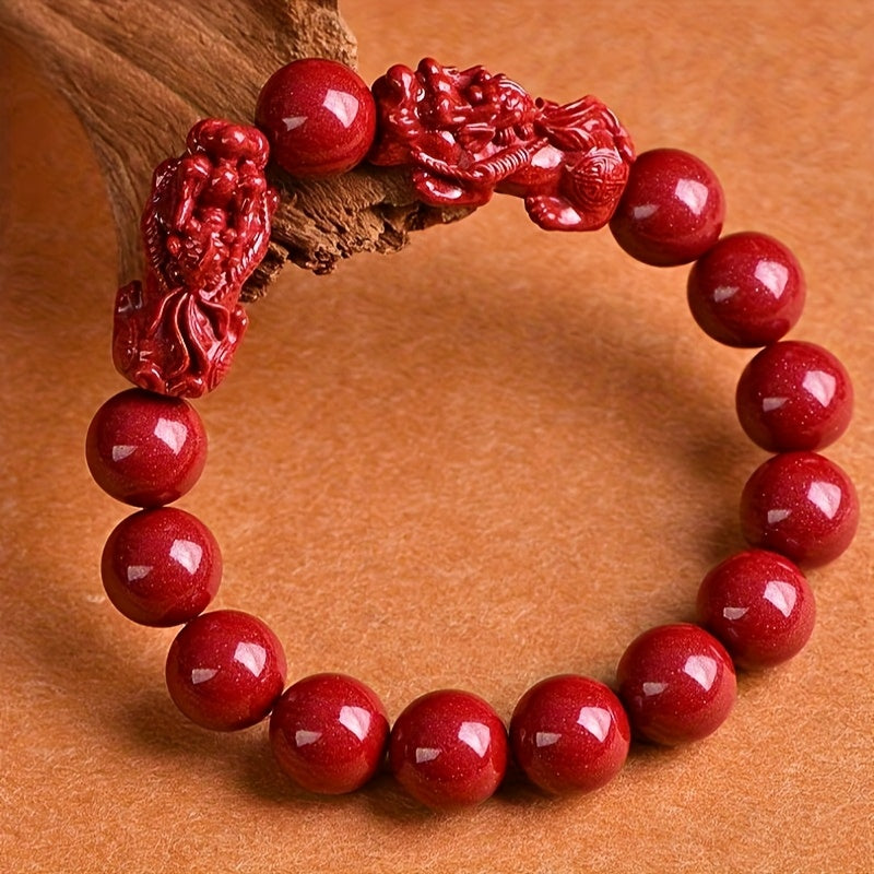 Purple Golden Emperor Cinnabar Pixiu Bracelet - Prosperity & Spiritual Protection