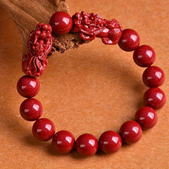 Purple Golden Emperor Cinnabar Pixiu Bracelet - Prosperity & Spiritual Protection