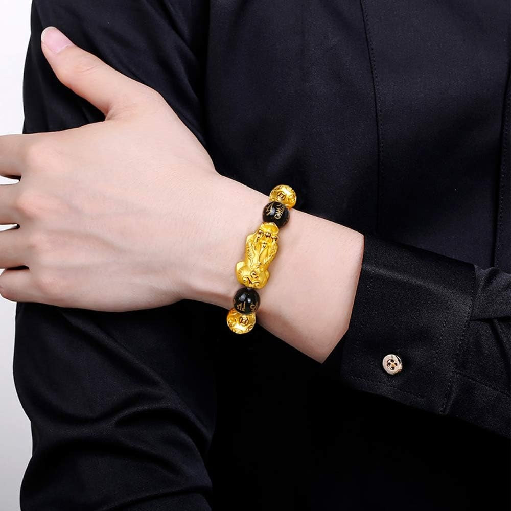 Feng Shui Wealth Bracelet  Ultimate Prosperity Armor for Men Women Pixiu and black obsidian. It brings prosperity, offers protection, attracts good fortune and repels evil spirits