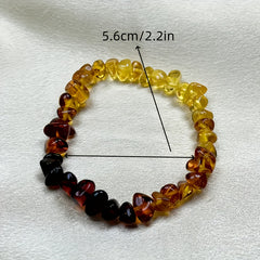 Natural Amber Gradient Bracelet for Sacral Chakra, Creative Energy, and Bohemian Style