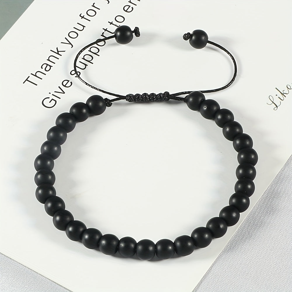 Elegant Vintage Black Matte Stone Bracelet - Grounding Energy for Daily Wear