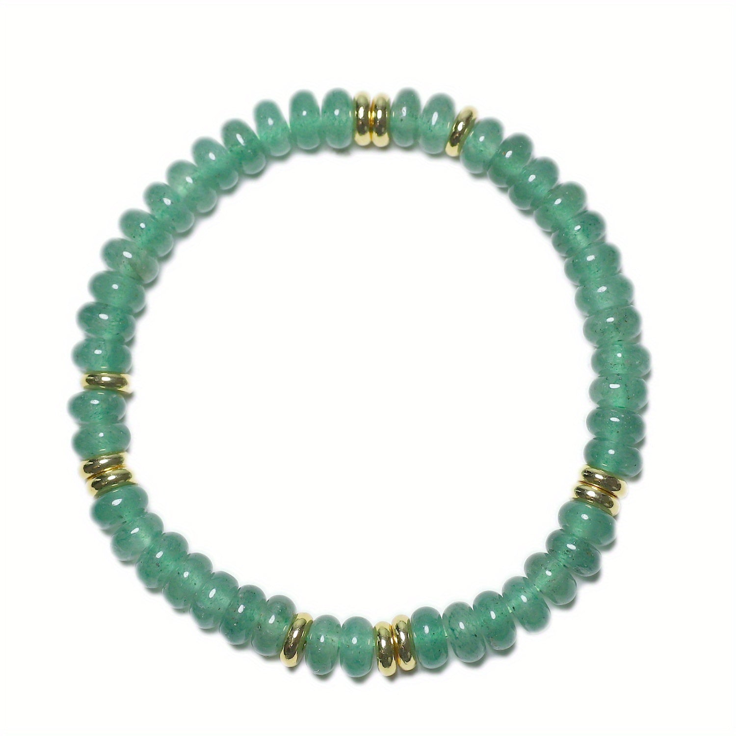 Natural Stone Green Bracelet with Golden Accents - Bohemian Style for Harmony & Energy