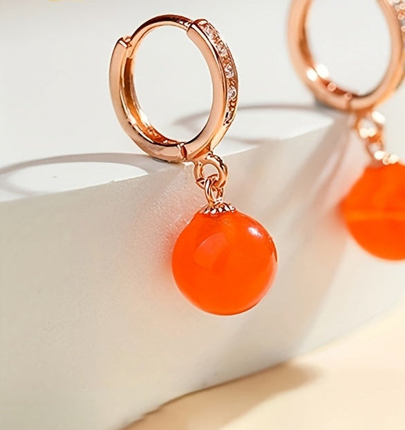 South Red Agate Dangle Earrings - 8-9mm S925 Silver for Harmony & Protection - Gift Box Included