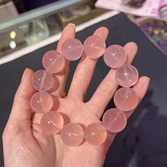 14mm Pink Crystal Bracelet Gentle Charm Soft Aura Daily Wear Romantic Gift
