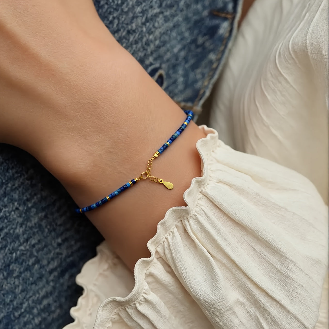 Elegant Bohemian Lapis Lazuli Bracelet - Spiritual Harmony & Prosperity Energy Boost
