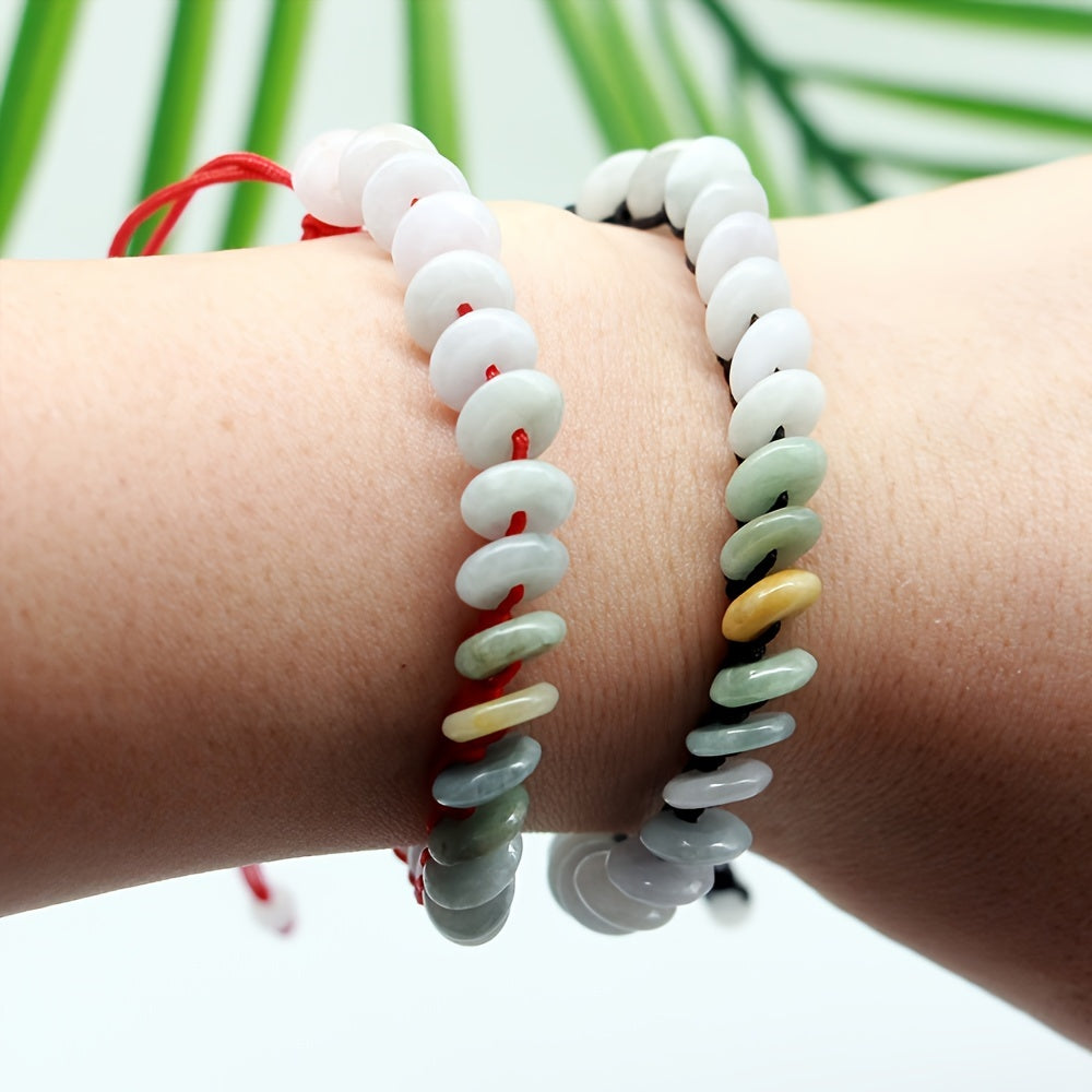 Handwoven Natural Stone Bead Bracelet - Boho Style for Harmony & Balance