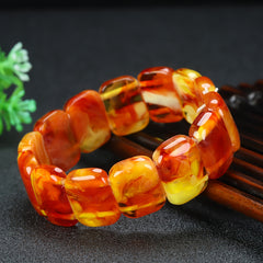 Natural Blood Silk Peridot Beaded Bracelet for Abundance & Emotional Healing