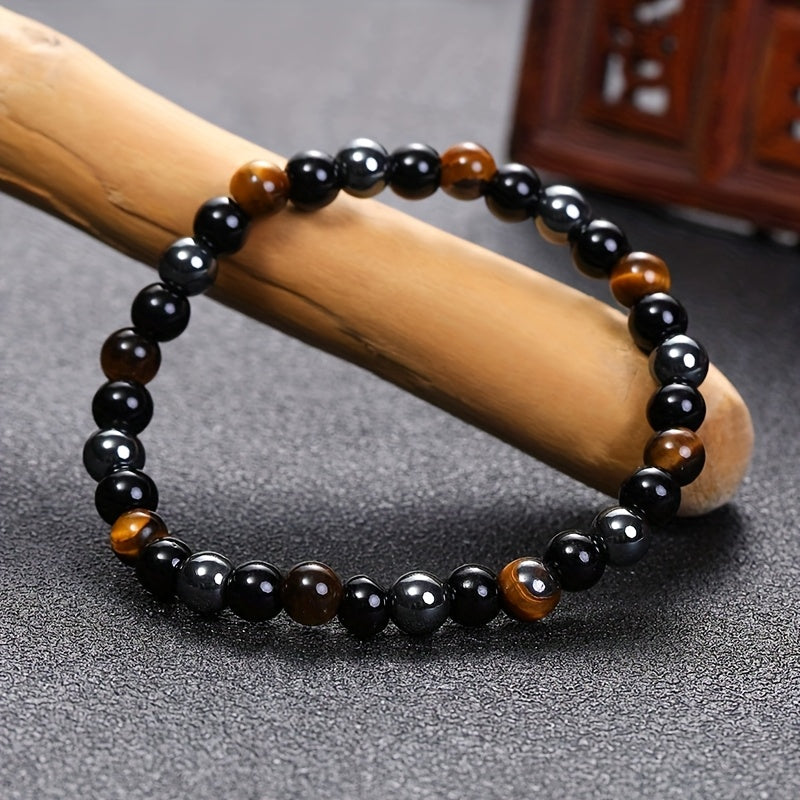 6mm Tiger Eye Bead Bracelet - Bohemian Style Energy for Yoga & Daily Wear