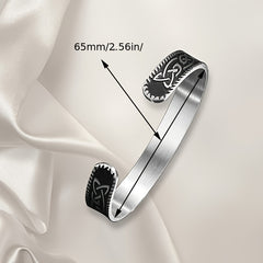 Vintage Stainless Steel Viking Rune Triquetra Cuff Bracelet — Spiritual Protection, Ancient Wisdom & Norse Energy Amulet