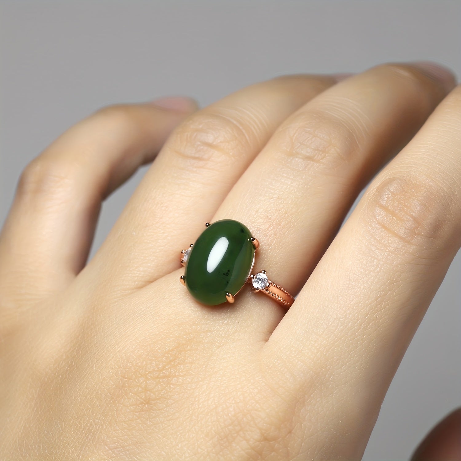 Natural Green Oval Faux Gemstone Ring - Urban Energy for Beach Parties & Festive Gifts