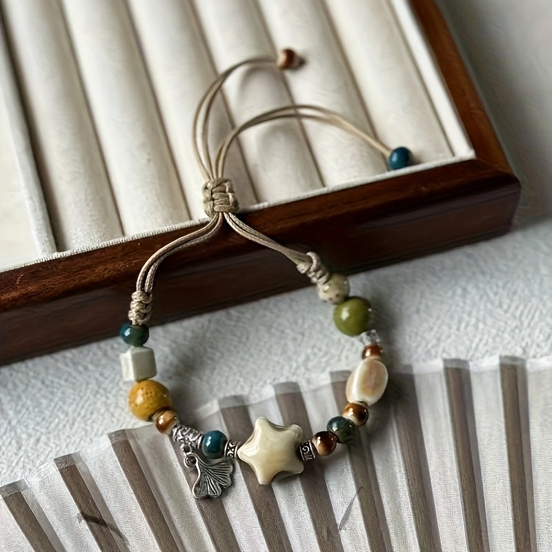 Bohemian Ceramic Bead Bracelet – Earthy Tones for Harmony & Style