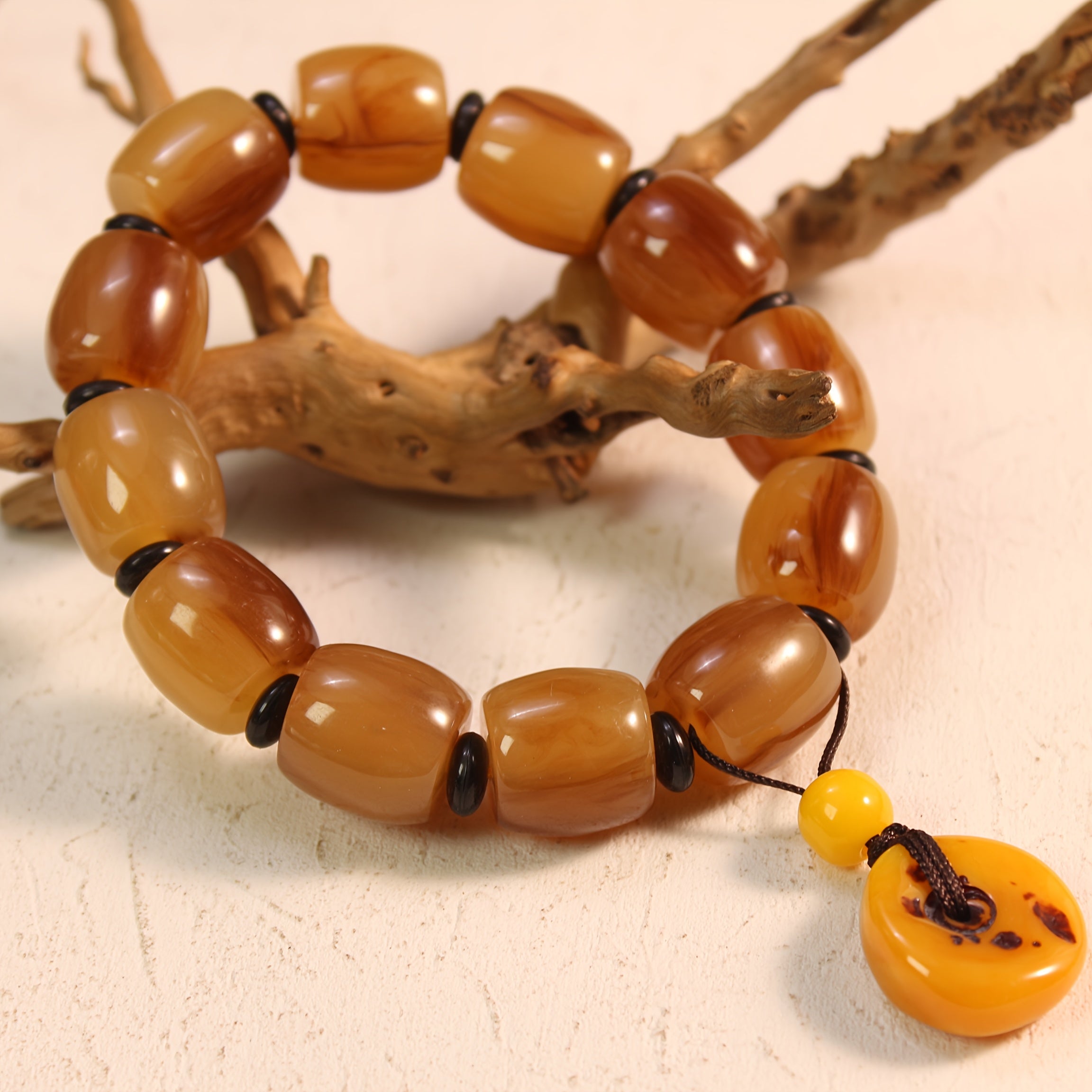 Men's Tibetan Yak Horn Prayer Bead Bracelet - Natural Stone Energy for Daily Wear & Festivals