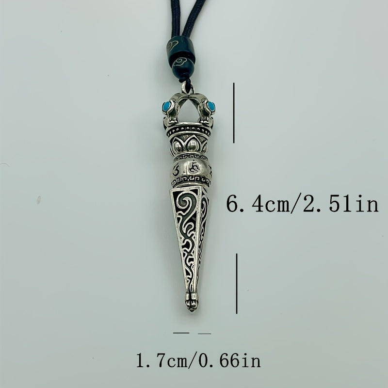 Retro Six-Character Mantra Vajra Pendant — Rotatable Spiritual Necklace for Protection, Energy Balance & Mind-Body Harmony