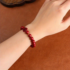 Rose Cinnabar Beaded Stretch Bracelet - Amass Fortunes with Natural Energy