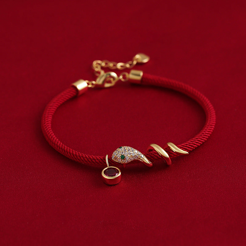 Elegant Red Snake Bracelet - Chic Daily Wear with Energy Balance