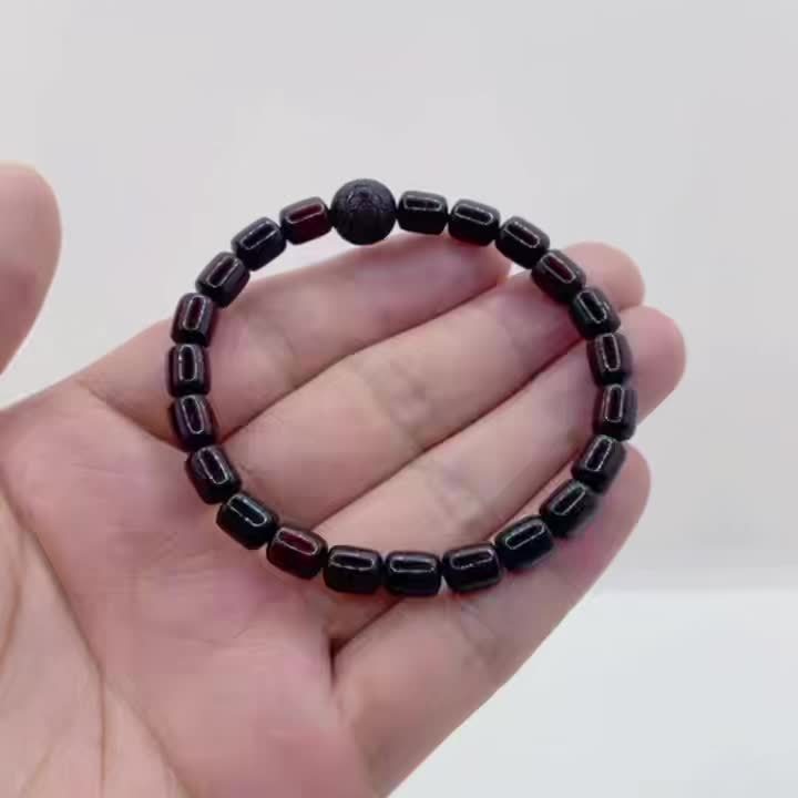 Sandalwood Beaded Bracelet - Vintage Style with Intricate Carvings for Spiritual Harmony