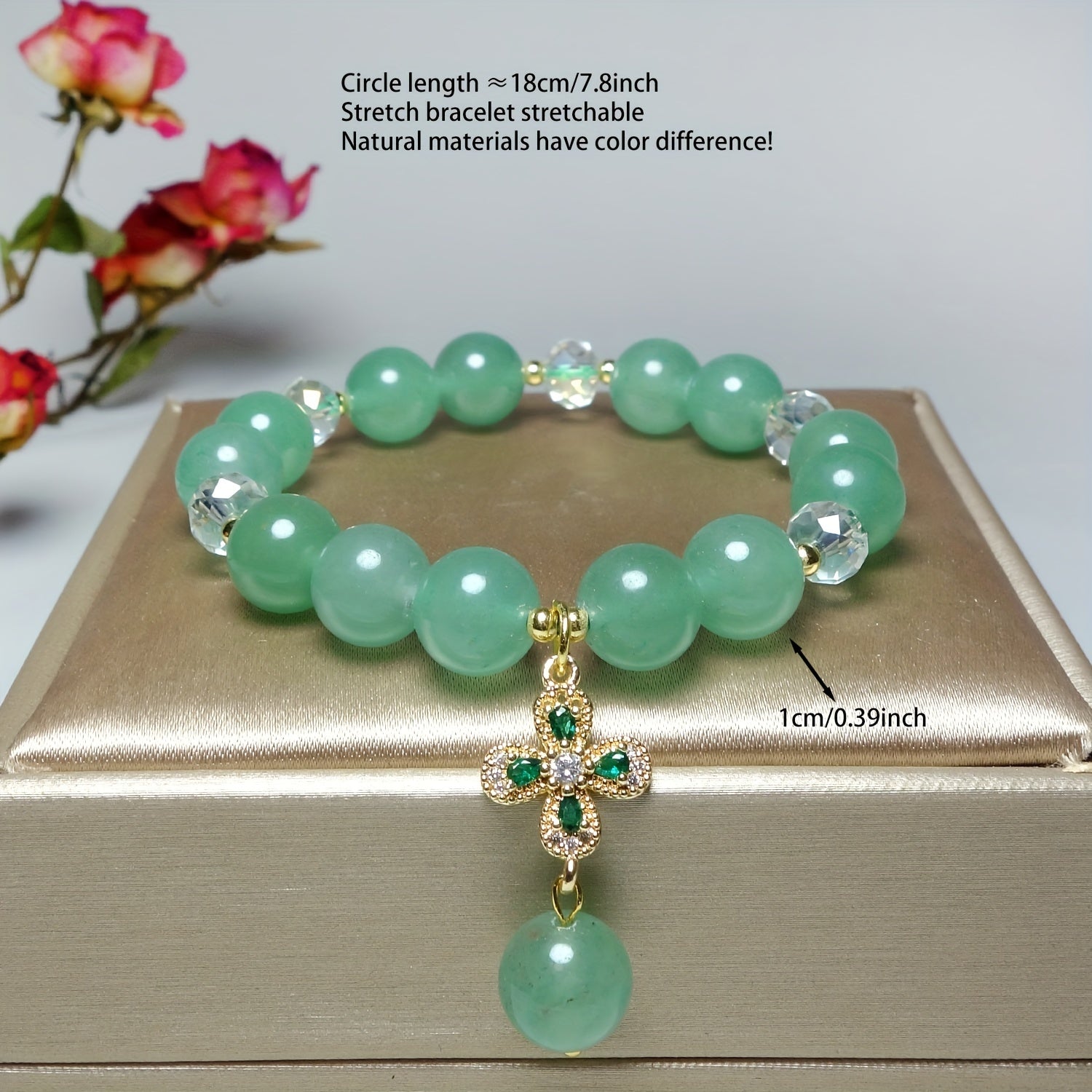 Four Leaf Clover Natural Stone Bracelet - Lucky Charm for Couples & Harmony