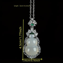 Elegant High-Ice Transparent Gourd Pendant Necklace for Women with Calming Energy & Spiritual Protection