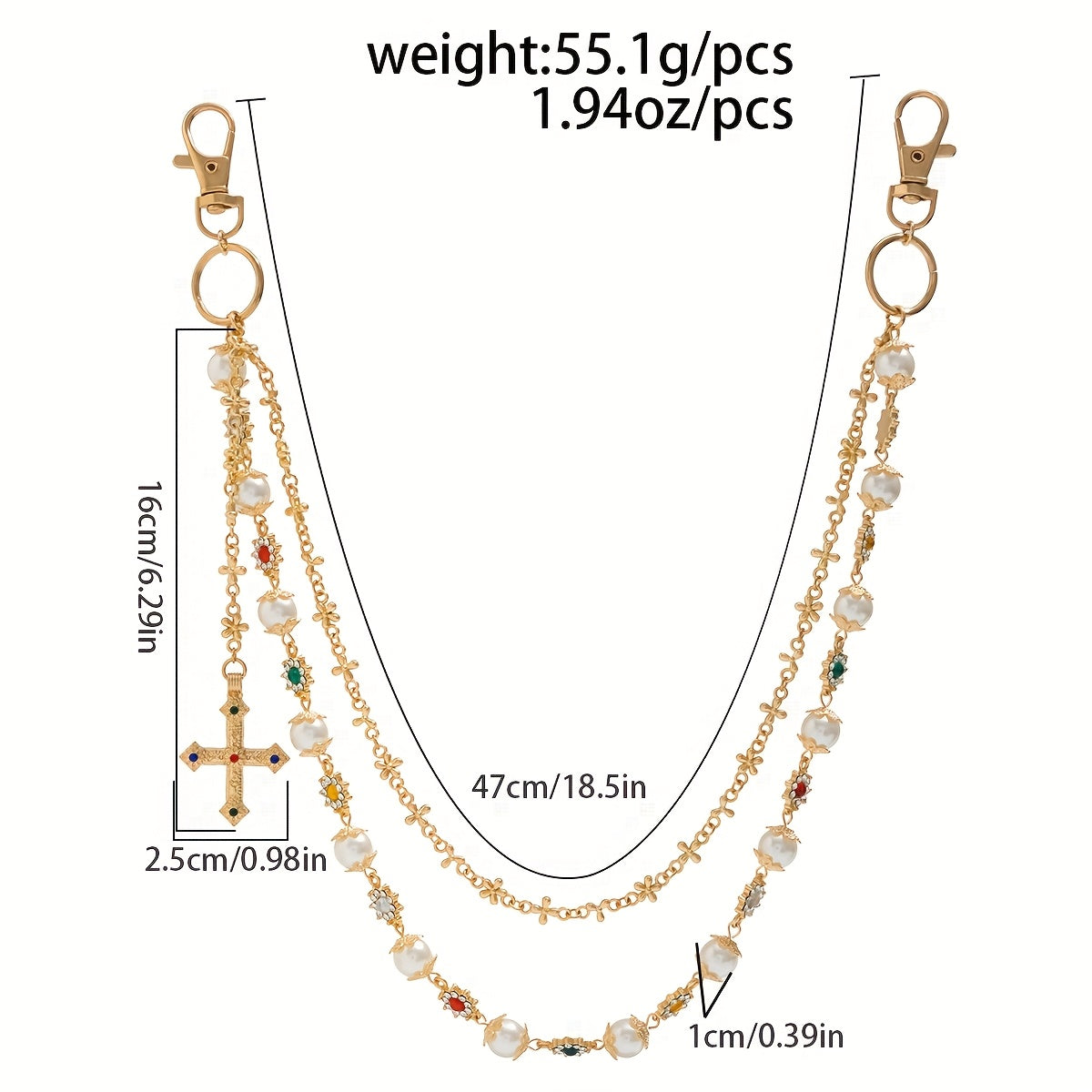 Punk-Style Cross Pendant Jeans Chain — Bold Protection & Confidence Energy Belt Charm