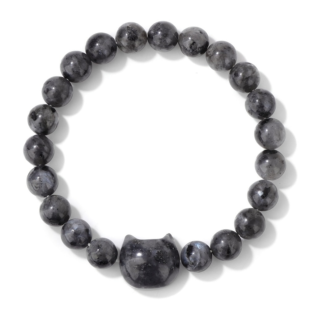 Elegant Cute Cat Head Bracelet - Natural Stone Energy for Daily Wear & Gifting