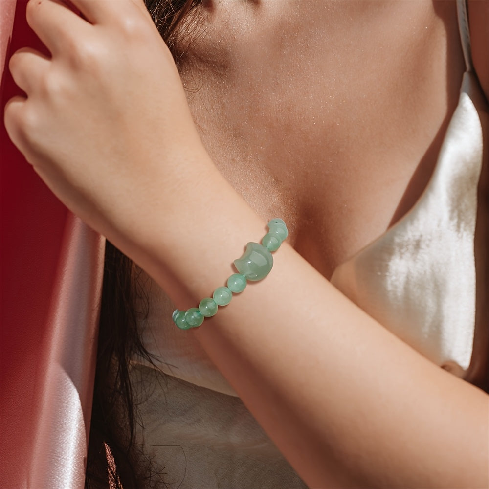 Elegant Cute Cat Head Bracelet - Natural Stone Energy for Daily Wear & Gifting